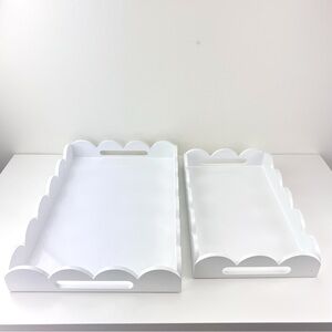 Mark and Graham  White Scalloped Lacquer Trays Set Of 2